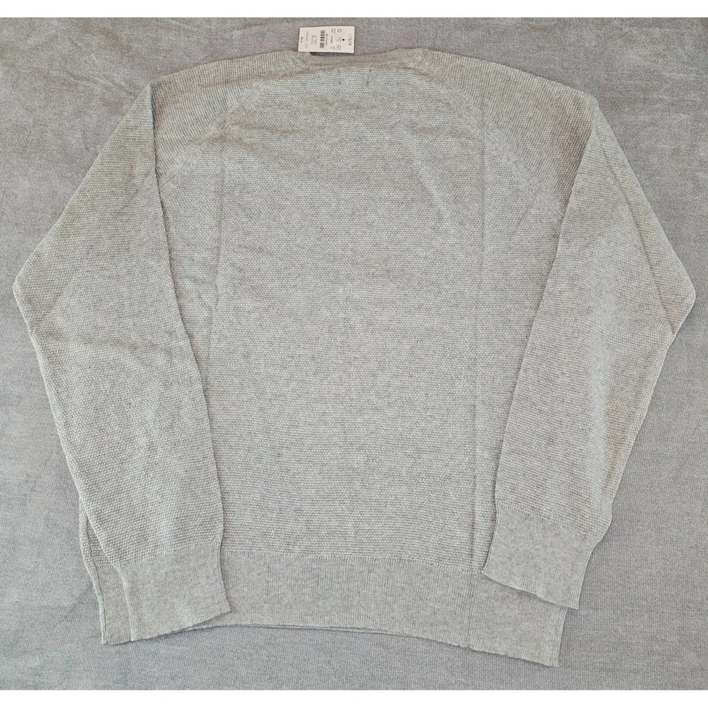 J.Crew Crewneck Sweater Men's Small Grey 100% Cotton Textured Raglan S CD617